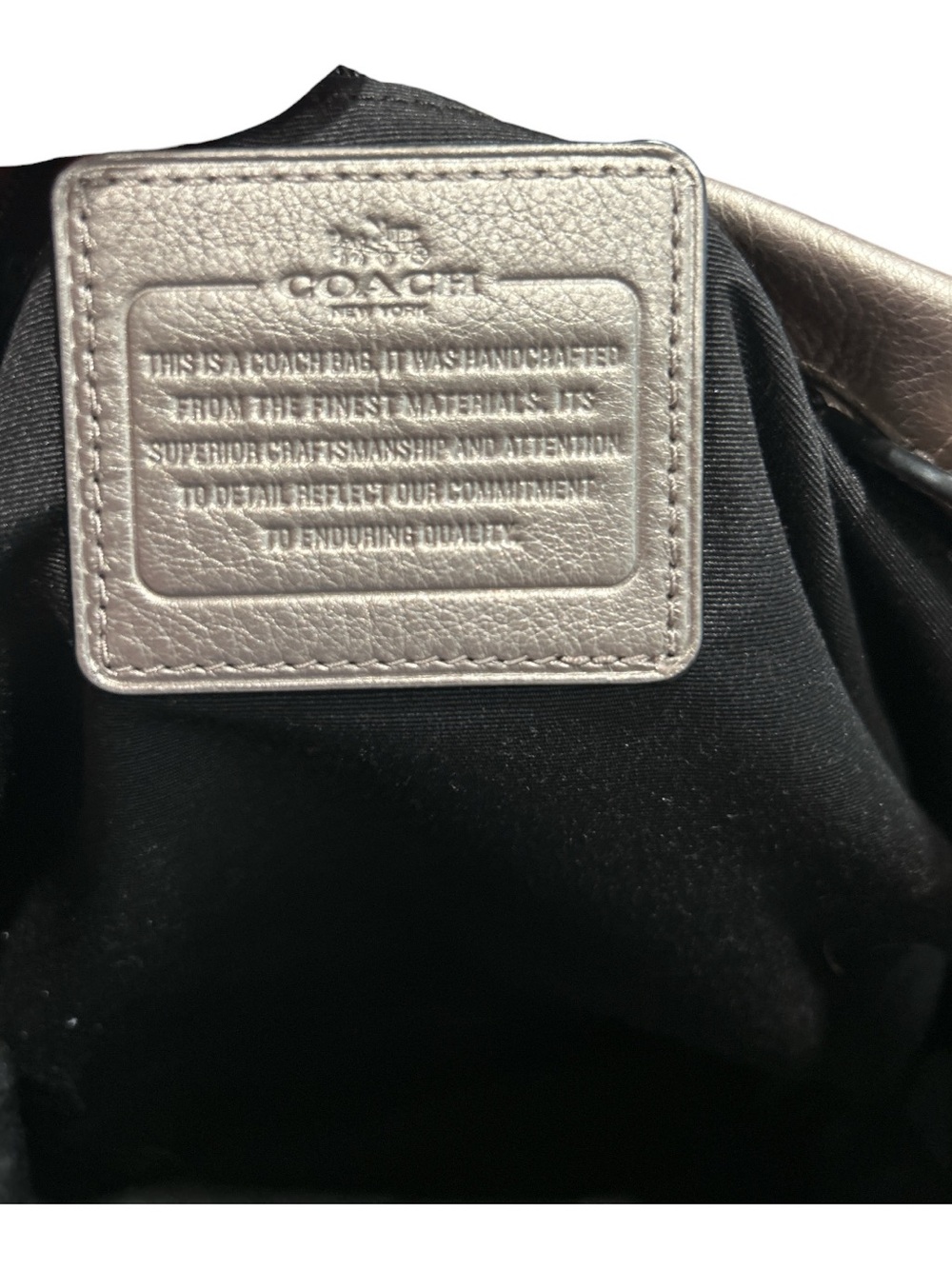 Coach Metallic Silver Pebbled Leather Shoulder Bag - Picture 8 of 9